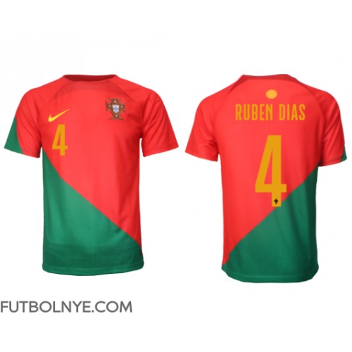 Camiseta Portugal Ruben Dias #4 Primera Equipación Mundial 2022 manga corta